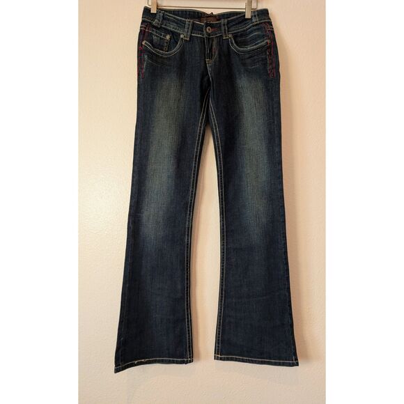 Urban Behavior Women’s Bootcut Jeans Dark Wash Stretch Denim Contrast Stitching - Picture 7 of 11